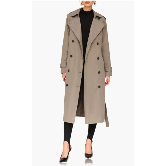 AVEC LES FILLES City Relaxed Water Resistant Belted Trench Coat Size L NWT! - Picture 3 of 11